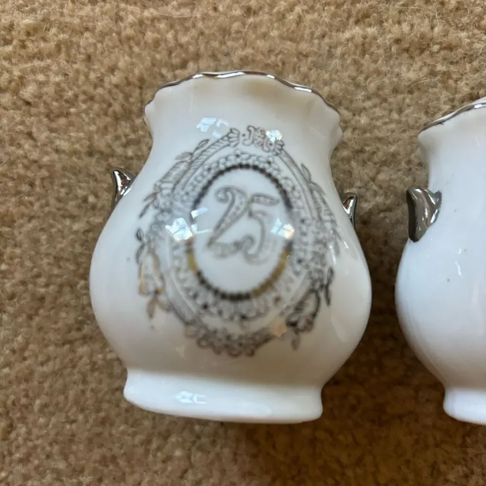 Vintage 25th Wedding Anniversary Salt & Pepper Shakers H-234 Japan